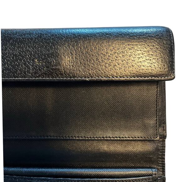 KATE SPADE Black Leather Wallet Hand Purse Multi Comparment Snap Closure Card - Picture 5 of 10